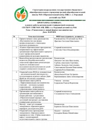 ПРОГРАММА СЕМИНАРА   в рамках работы региональной стажировочной площадки  СП ГБОУ СОШ №10 «ОЦ ЛИК» г.о. Отрадный детский сад №16